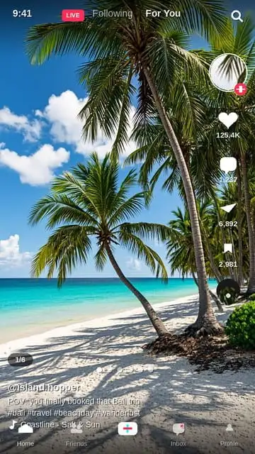 Contoh slideshow foto TikTok di layar aplikasi